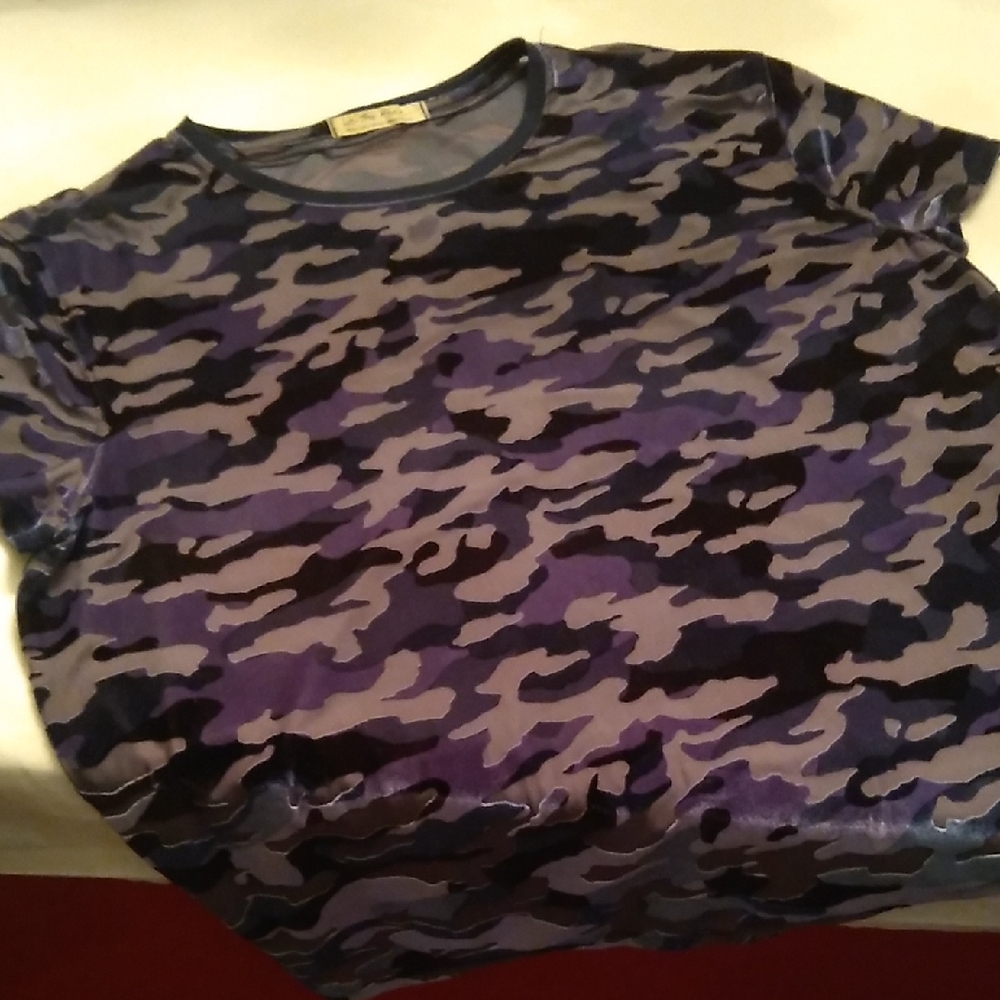 Sheer Velvet Camo Top